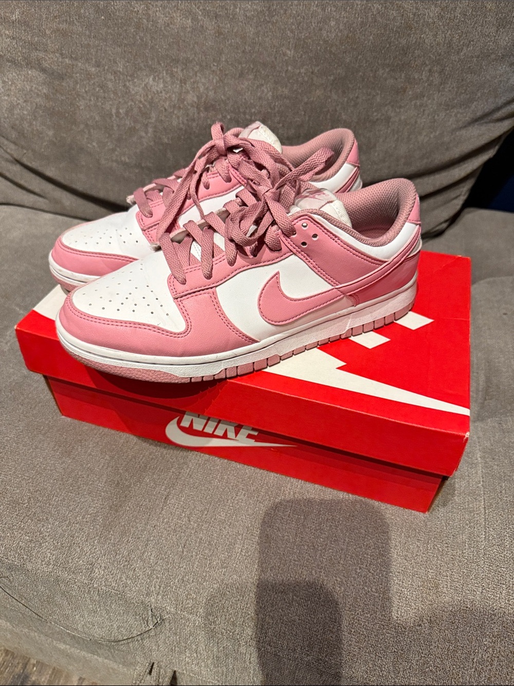 Nike Pink and White Low-Top Sneakers